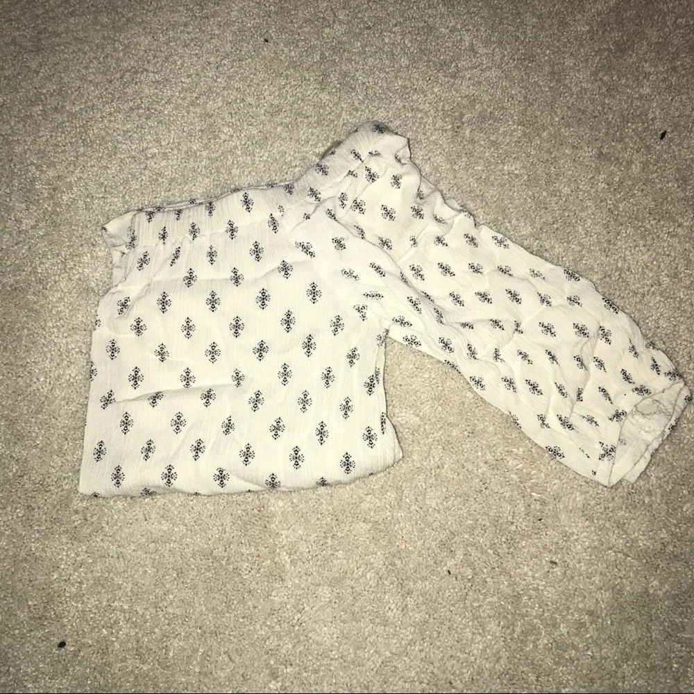 Off The Shoulder Cream Patterned Top - image 3